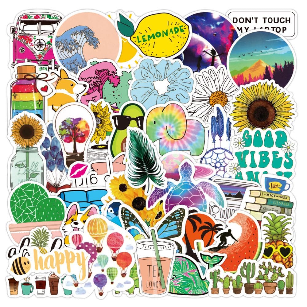 Pacote de adesivos: vinil estético, 50 peças, grafite colorido, deca