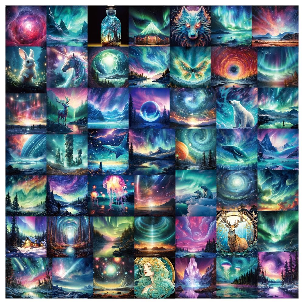 Adesivos Aurora Fantasy Aesthetic Vinyl Decalques 50 unidades
