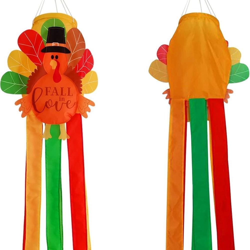 Bandeira de Windsock, Dia de Ação de Graças, Turquia, 100 cm, poliéster ao ar livre