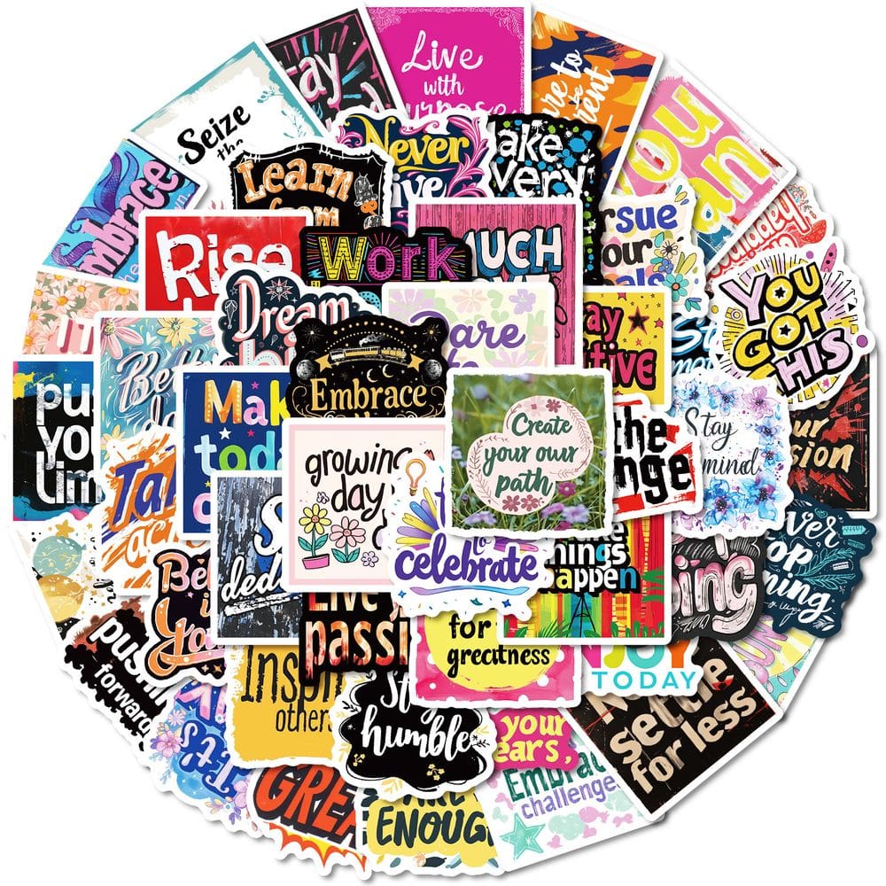Adesivos de citações motivacionais, 50 peças de decalques de vinil para água B