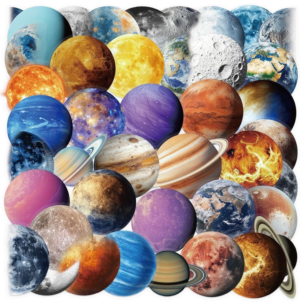 Pacote de adesivos Transparent Planet Earth Moon Sun Gala x50