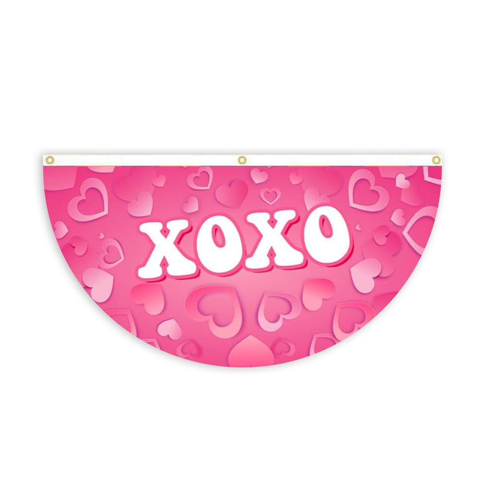 Bandeira do Dia dos Namorados XOXO Half-Circle 45x90cm Poliéster