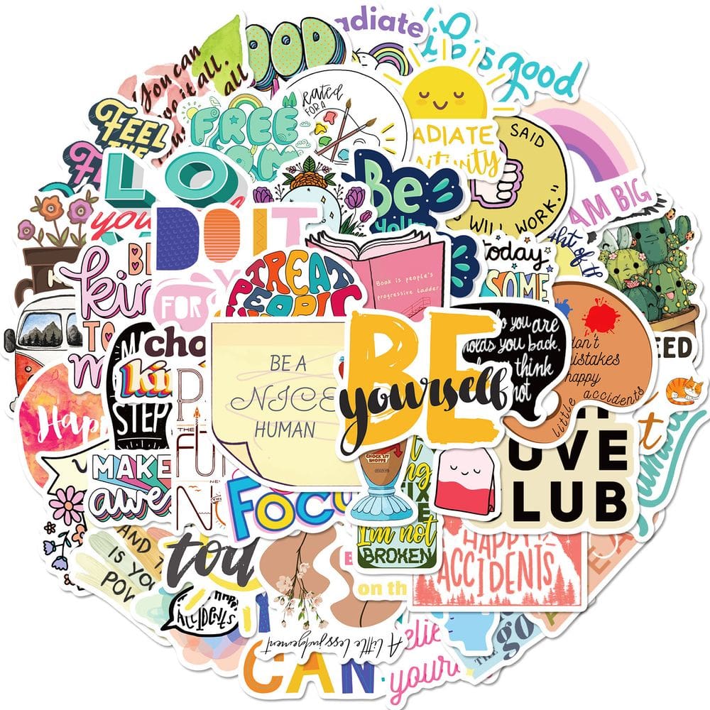 Adesivos Motivational Quote, 50 peças, decalque de vinil à prova d`água