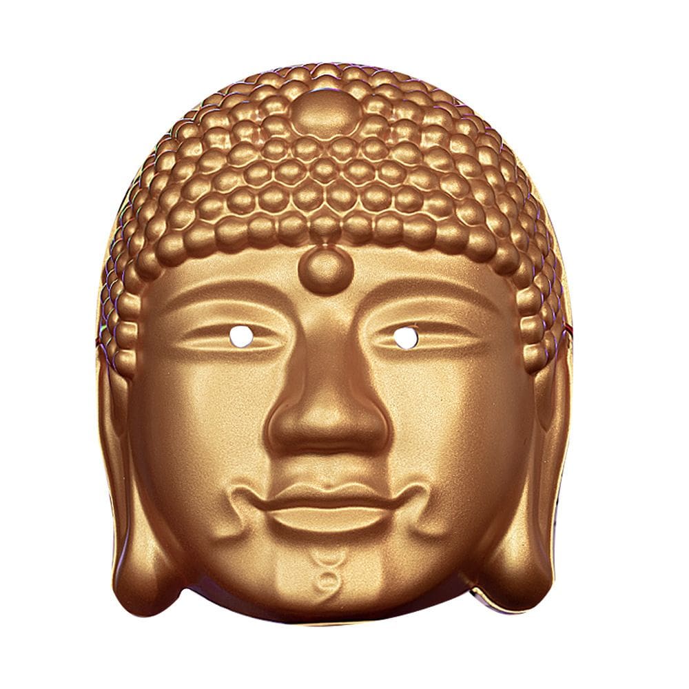 Máscara de cabeça de Buda em resina Golden Buddha Face para adultos
