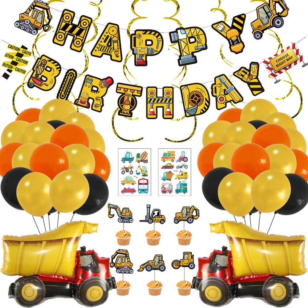 Kit de festa, tema de veículo de construção, com 57 unidades para aniversário