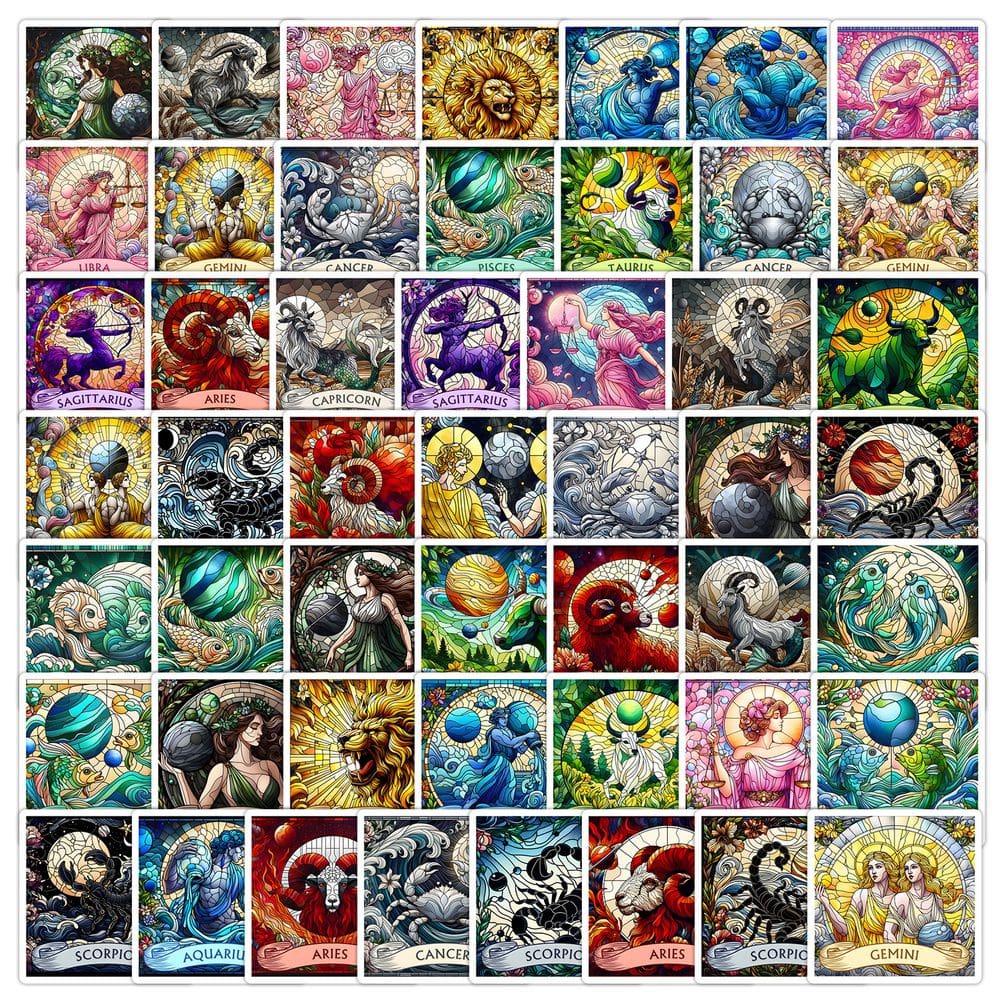 Pacote de adesivos Signos do Zodíaco, 50 unidades de constelações astrológicas