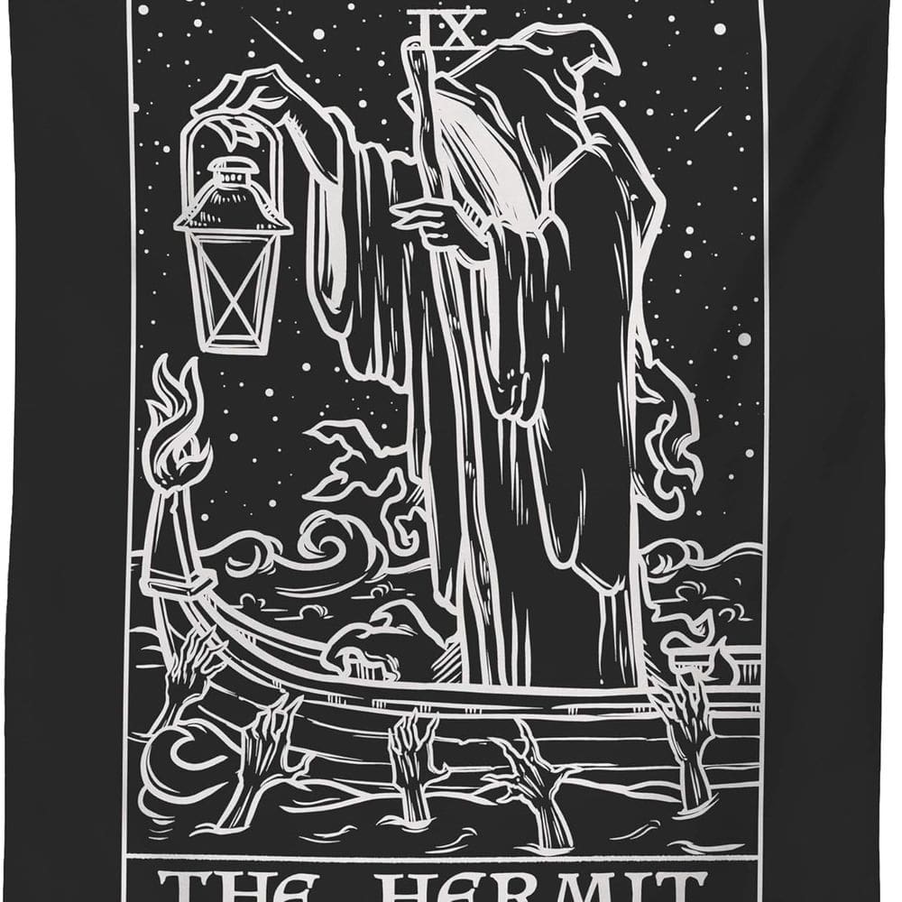 Tapeçaria para pendurar na parede: feitiçaria gótica, o tarô eremita