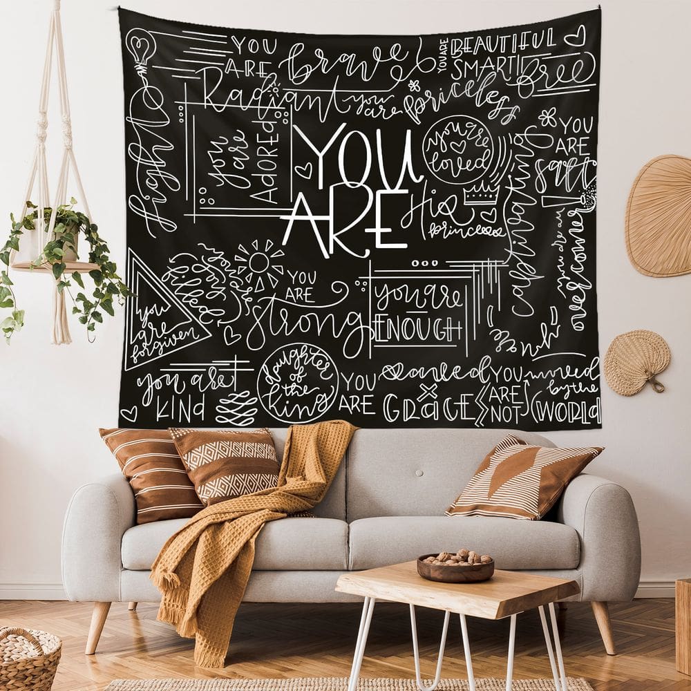 Tapeçaria para pendurar na parede You Are Beautiful Motivational 130x150cm