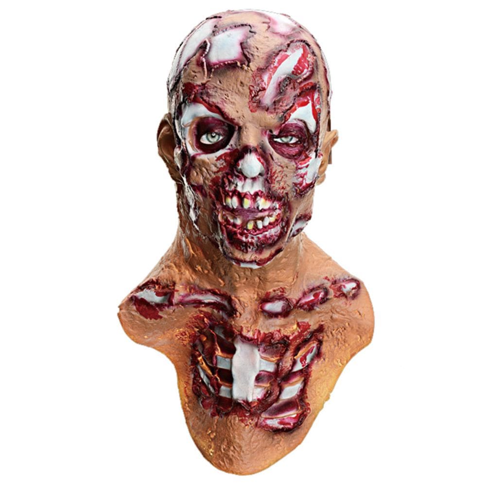 Máscara de zumbi, resina facial horrível com carne exposta