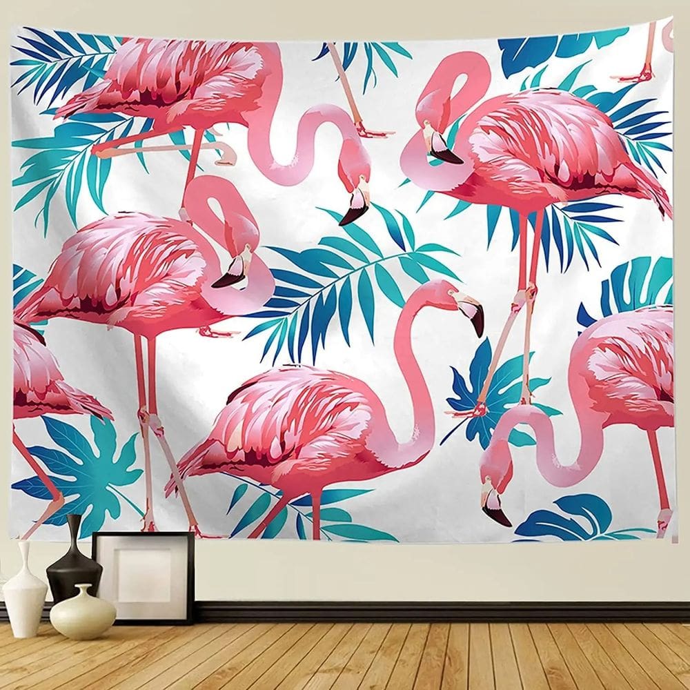 Tapeçaria para pendurar na parede Flamingo Tropical Jungle 150x130cm