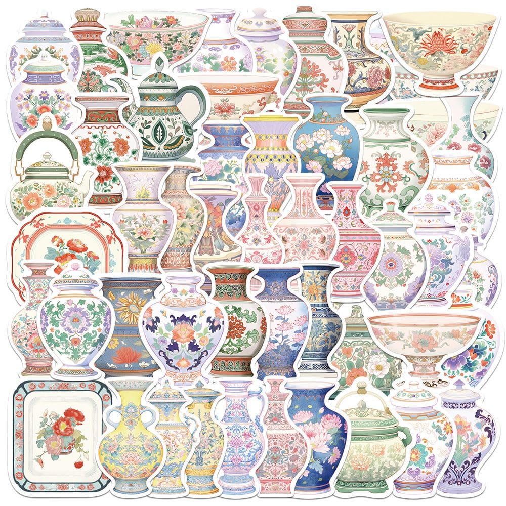 Adesivos de porcelana vintage 52 peças de cerâmica chinesa à prova d`água