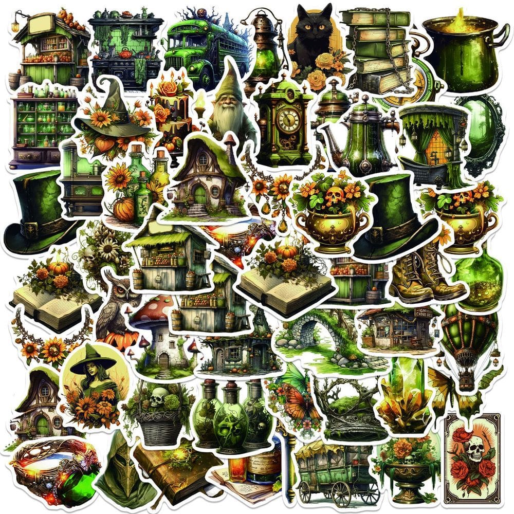 Pacote de adesivos Jungle Magic Market 50 unidades Green Witch Aesth