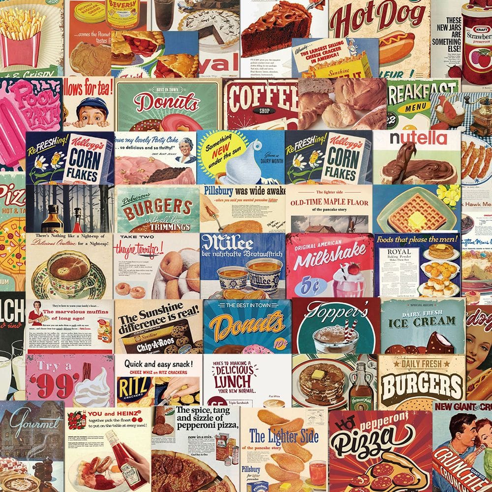 Pacote de adesivos Retro Food Theme, 50 unidades de vinil impermeável