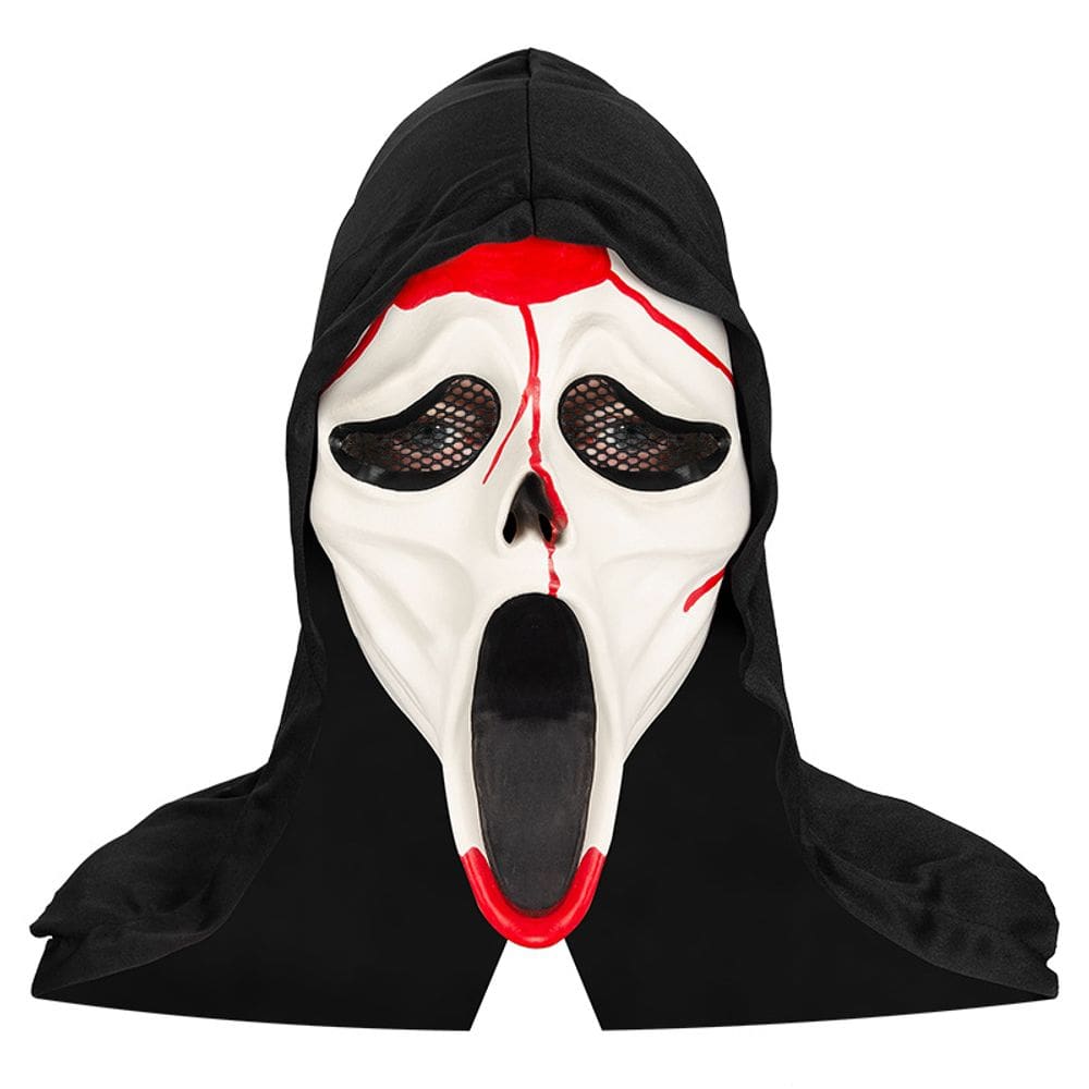 Máscara facial de esqueleto assustador de Halloween com resina de capuz, tamanho único