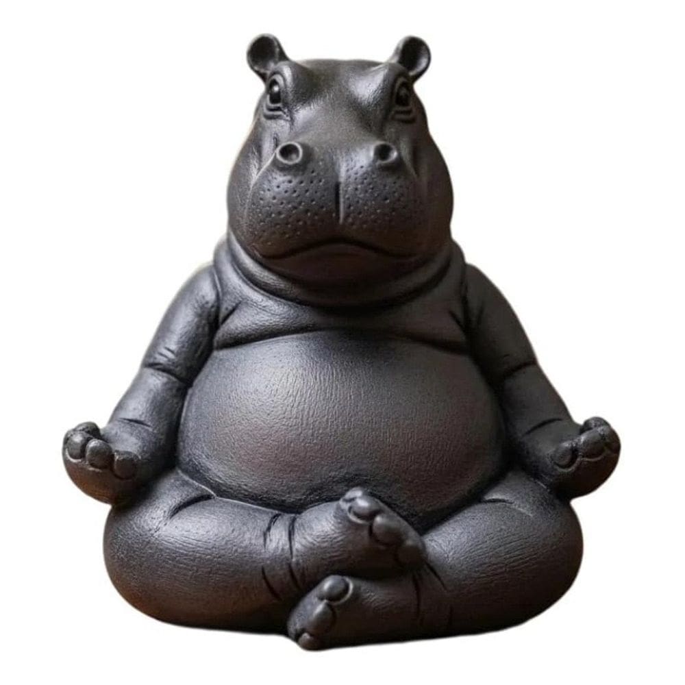 Escultura de resina Hippo Yoga para decoração de jardim 5cm 80g