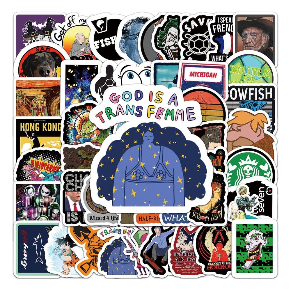 Pacote de adesivos Funny Cartoon, vinil impermeável, 50 unidades