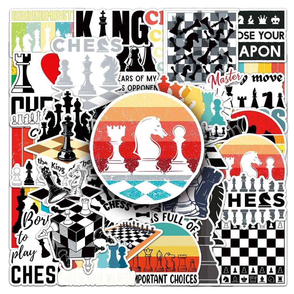Adesivos de xadrez Creative Cartoon Decalques de xadrez 50 unidades