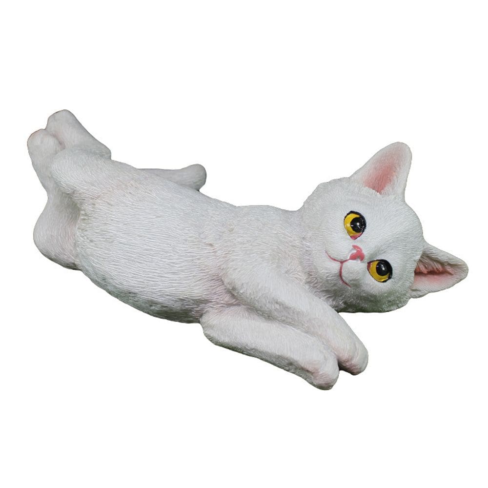 Escultura, decoração de jardim, resina realista, gato branco