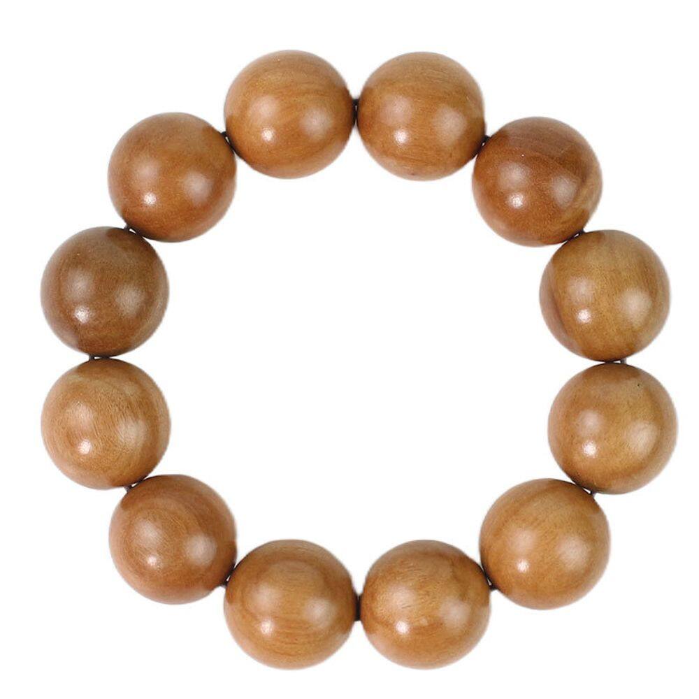 Pulseira de miçangas de madeira de 20 mm para homens, madeira natural de jujuba crua