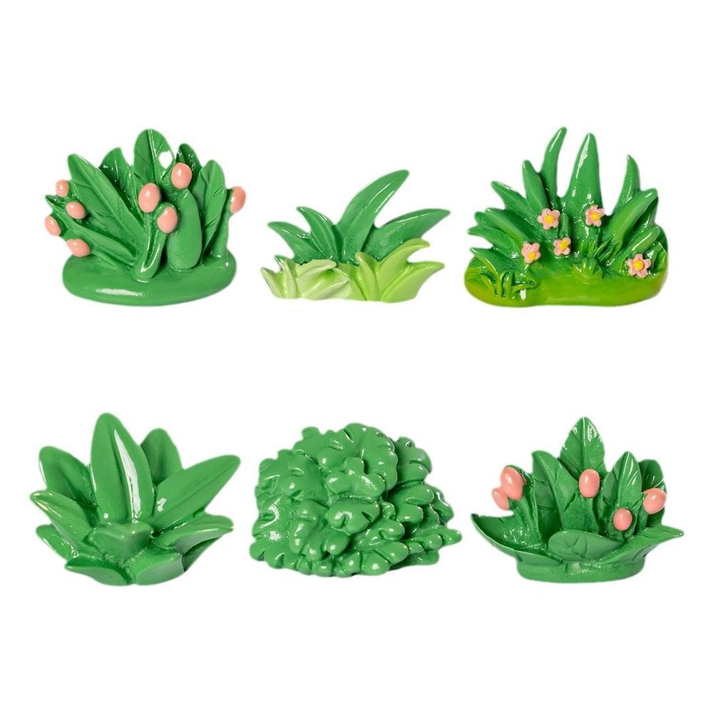 Conjunto de esculturas de resina e grama para jardins em miniatura