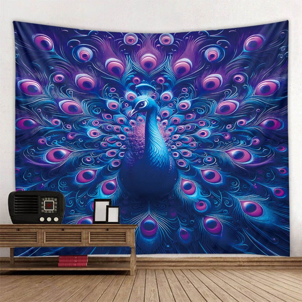 Tapeçaria pendurada na parede Peacock Mandala Vibrant 150cm x 130cm