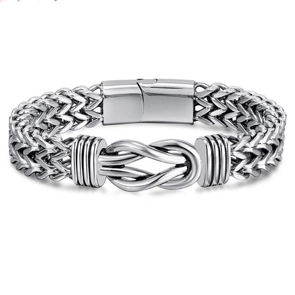 Pulseira masculina de aço inoxidável estilo punk dual chain link