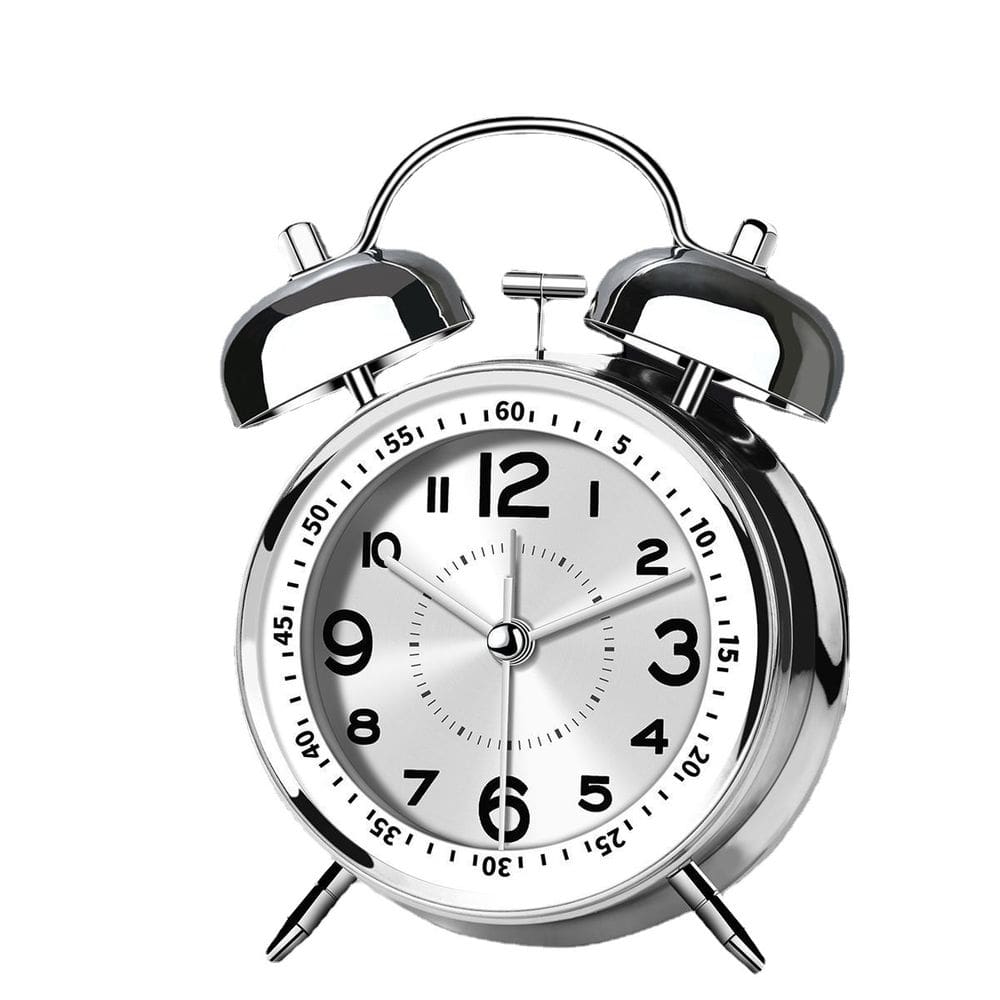 Despertador Twin Bell, mostrador luminoso de 4 polegadas, silencioso e sem tique-taque