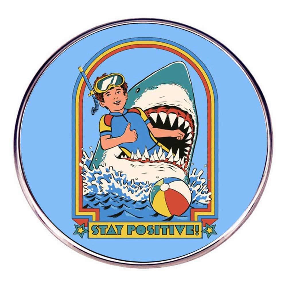 Brooch Pin Funny Shark Cartoon Lapel Stay Positive