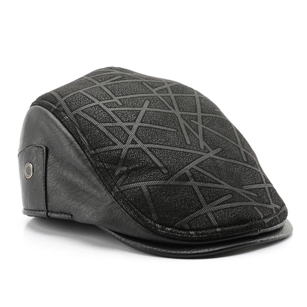 Chapéu de couro plano para homens Gatsby Newsboy Style 58 cm de circunferência