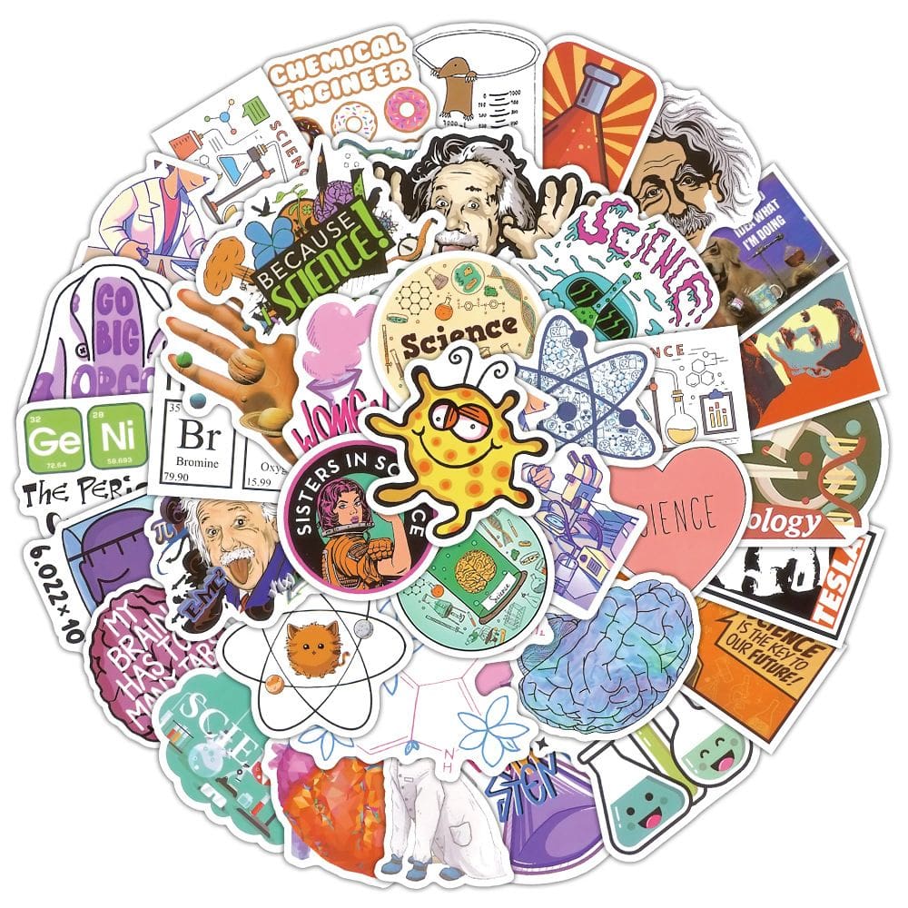 Adesivos Science Elements, 50 peças, decalques de vinil à prova d`água