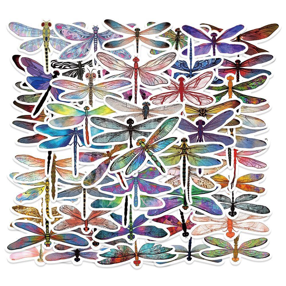 Adesivos de vinil inspirados em grafite de libélula, 53 unidades