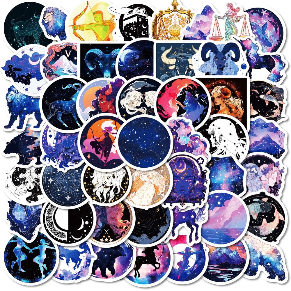Pacote de adesivos Zodiac Astrology Star Sign Constellation 50 unidades