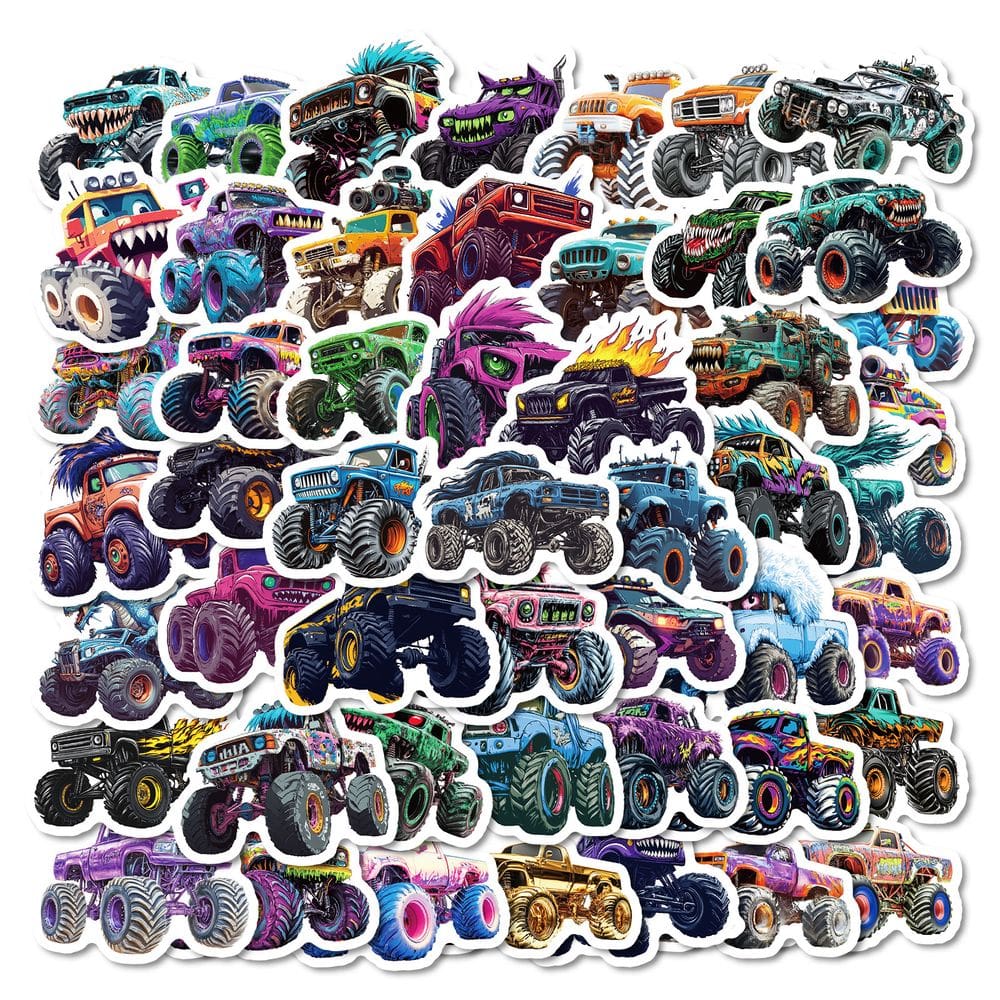 Pacote de adesivos Monster Truck, 50 unidades - vinil impermeável