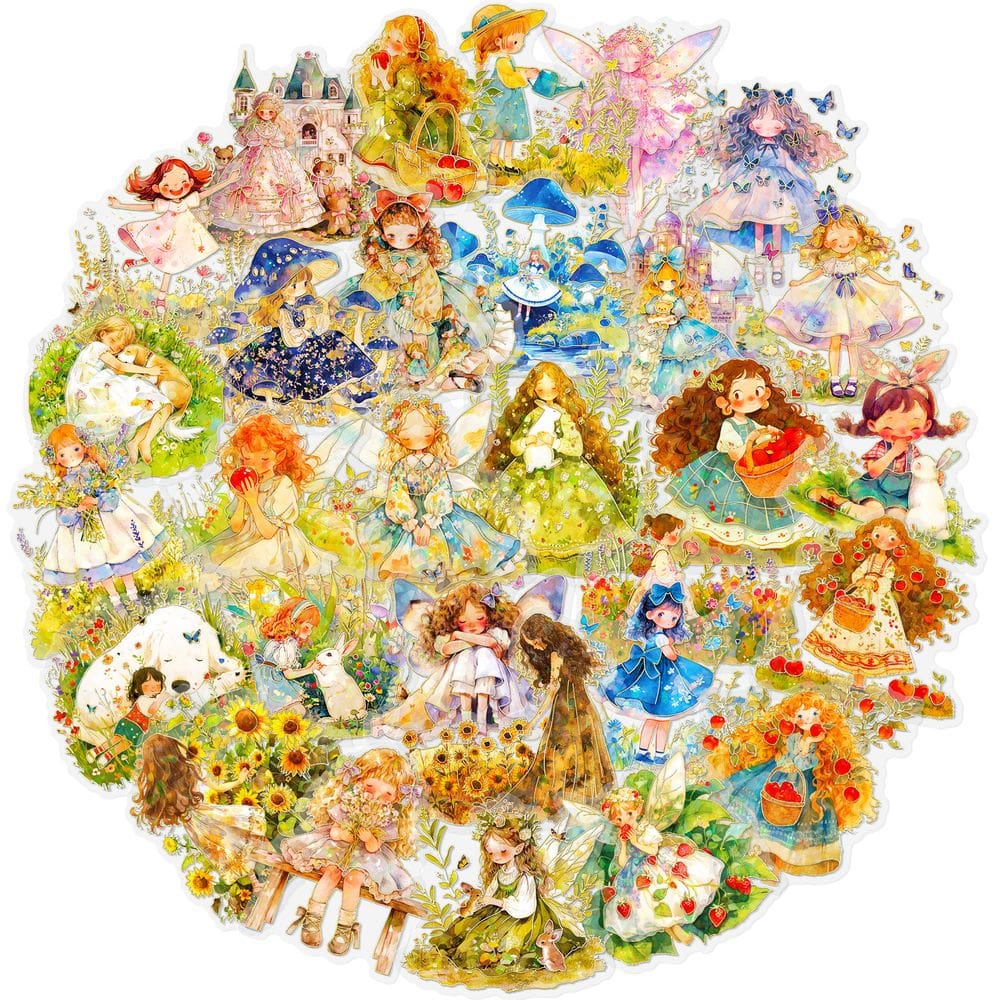 Adesivos Fairy Princess Scrapbooking PET transparentes 30 unidades