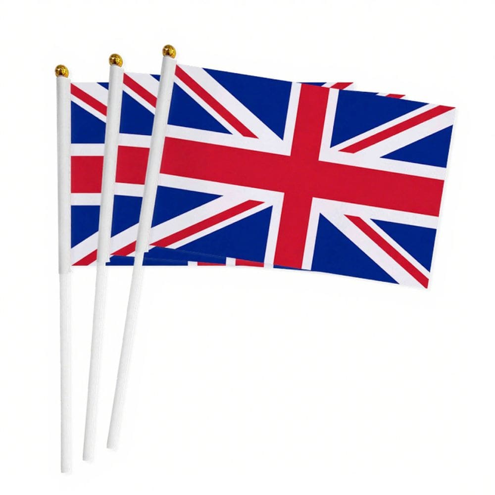 Conjunto de 3 bandeiras Union Jack portáteis de poliéster do Reino Unido 14x21cm