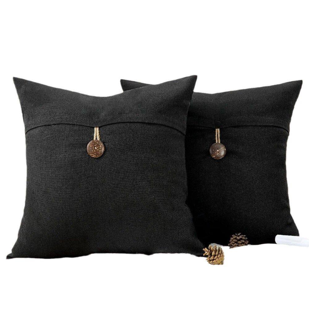 Capas de almofadas criativas de algodão e linho com botão de coco