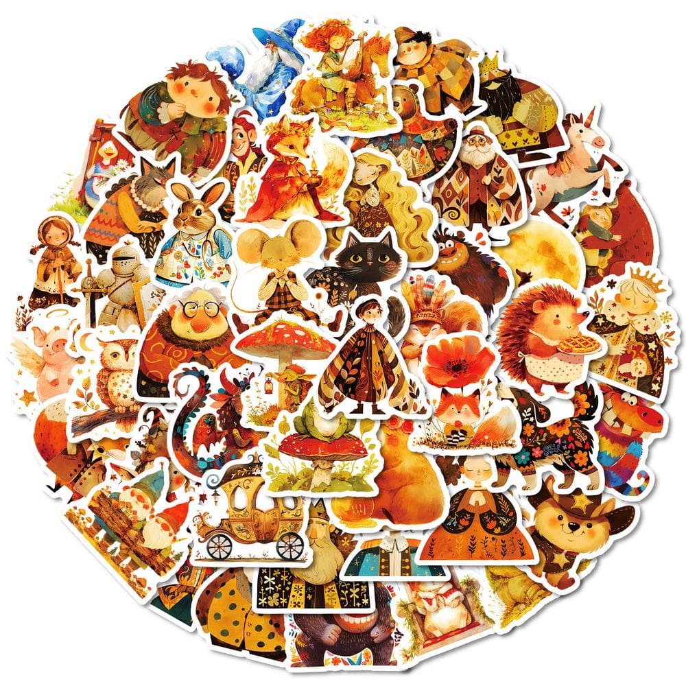 Adesivos Fairy Tale, lindos decalques de desenhos animados, 50 unidades, desenhados à mão