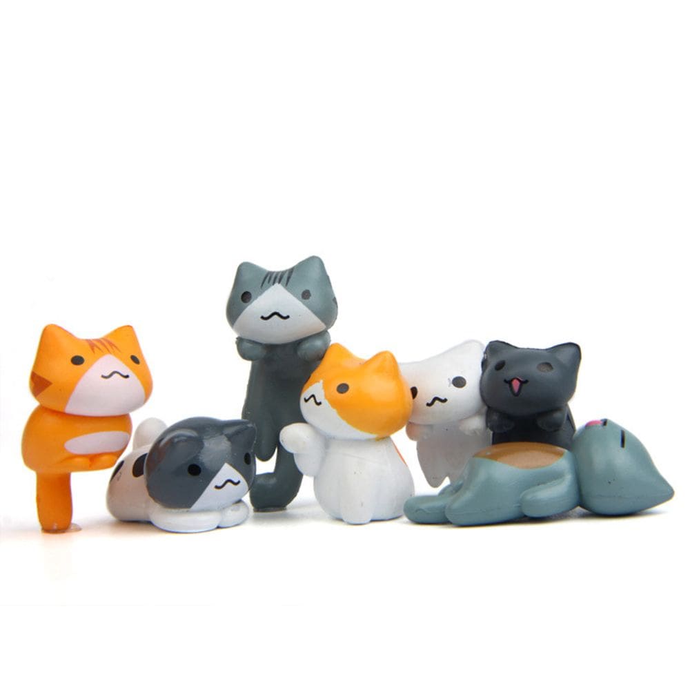 Estatuetas de gato, ornamentos de jardim em PVC, estilo japonês, 3,5 cm