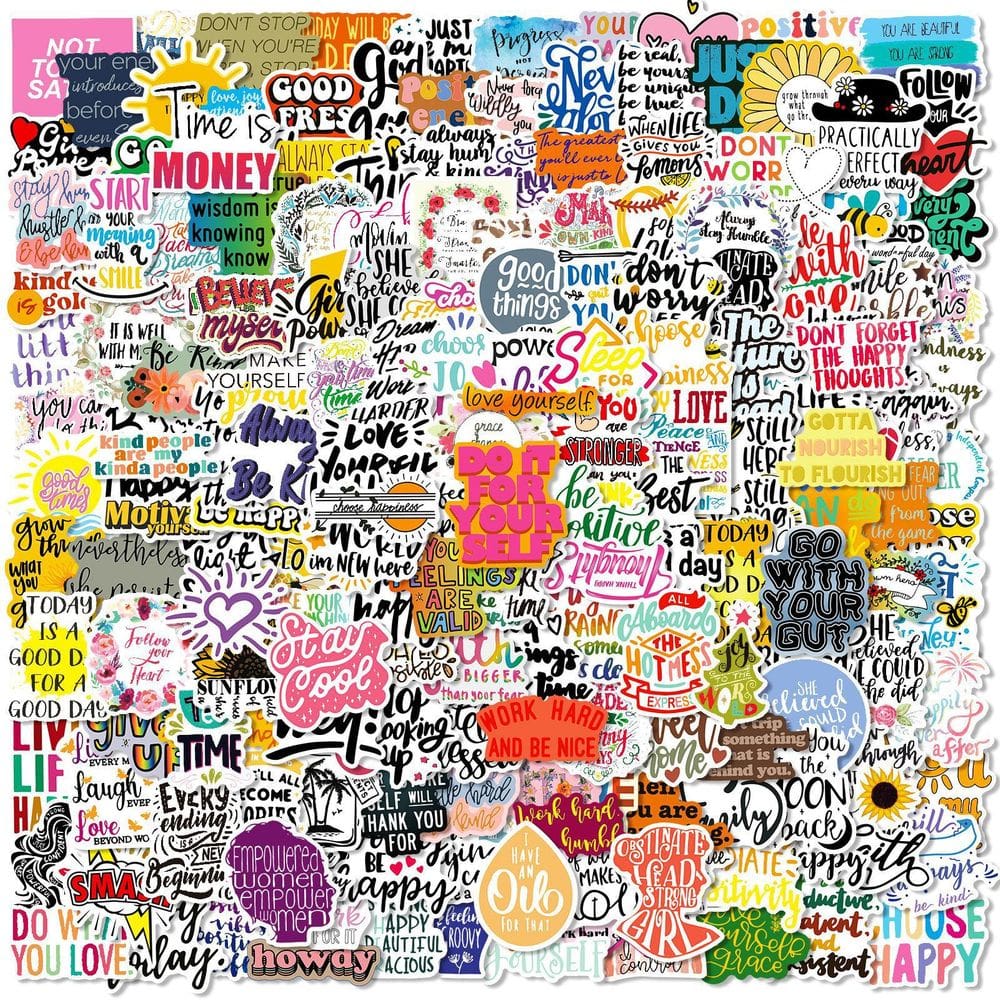 Adesivos motivacionais em inglês, 50 peças — Incentivo colorido