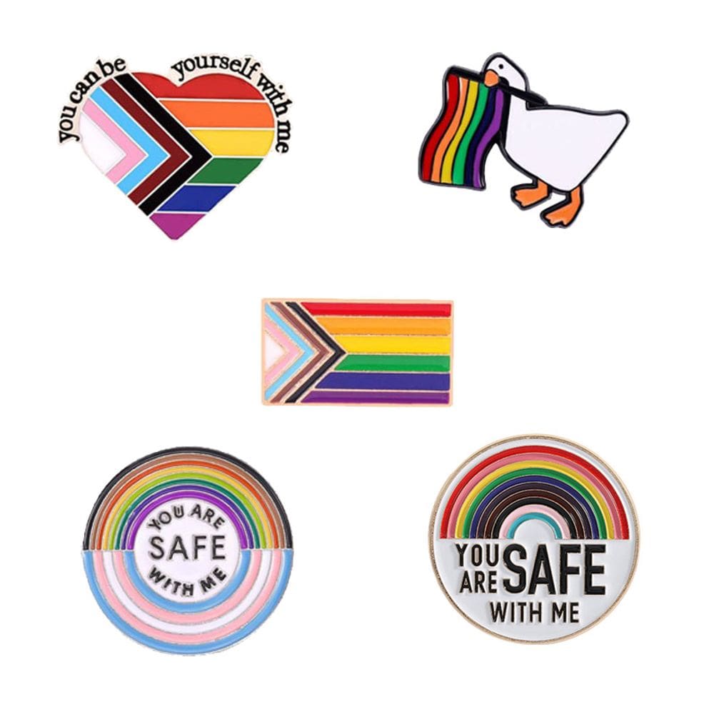 Conjunto de broches Rainbow Pride, 5 peças de liga esmaltada colorida