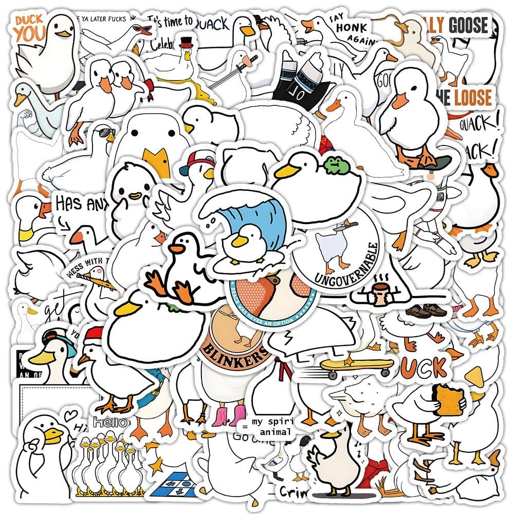 Adesivos Cute Cartoon Duck, 100 peças, decalques de vinil impermeáveis