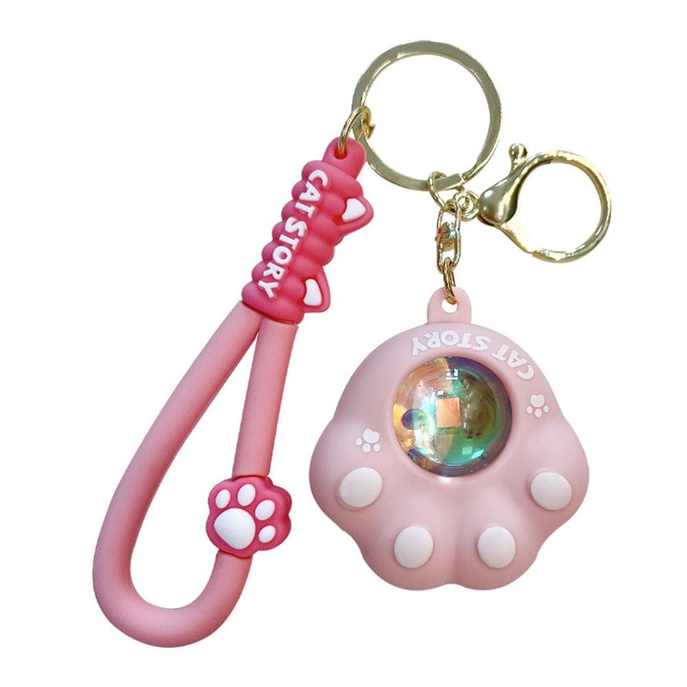 Chaveiro Cute Cat Paw com chaveiro de silicone rosa claro