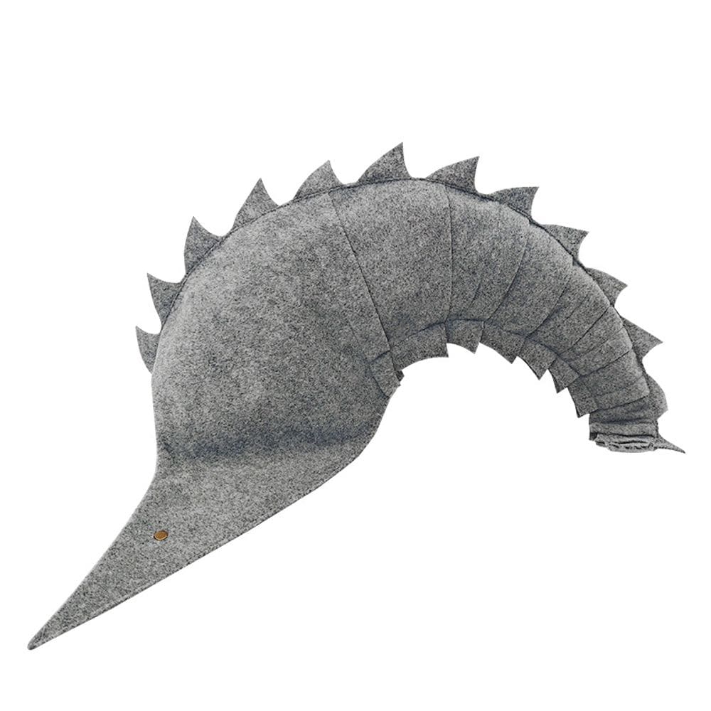 Chapéu de bruxa de Halloween com rabo de animal cinza, poliéster, tamanho único