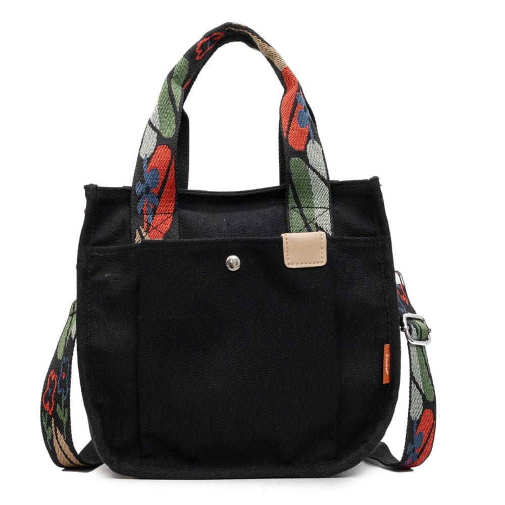 Bolsa Messenger de lona genérica para mulheres preta