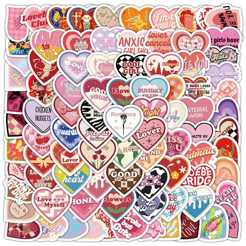 Pacote de adesivos Generic Heart Shape Love Theme 50 unidades