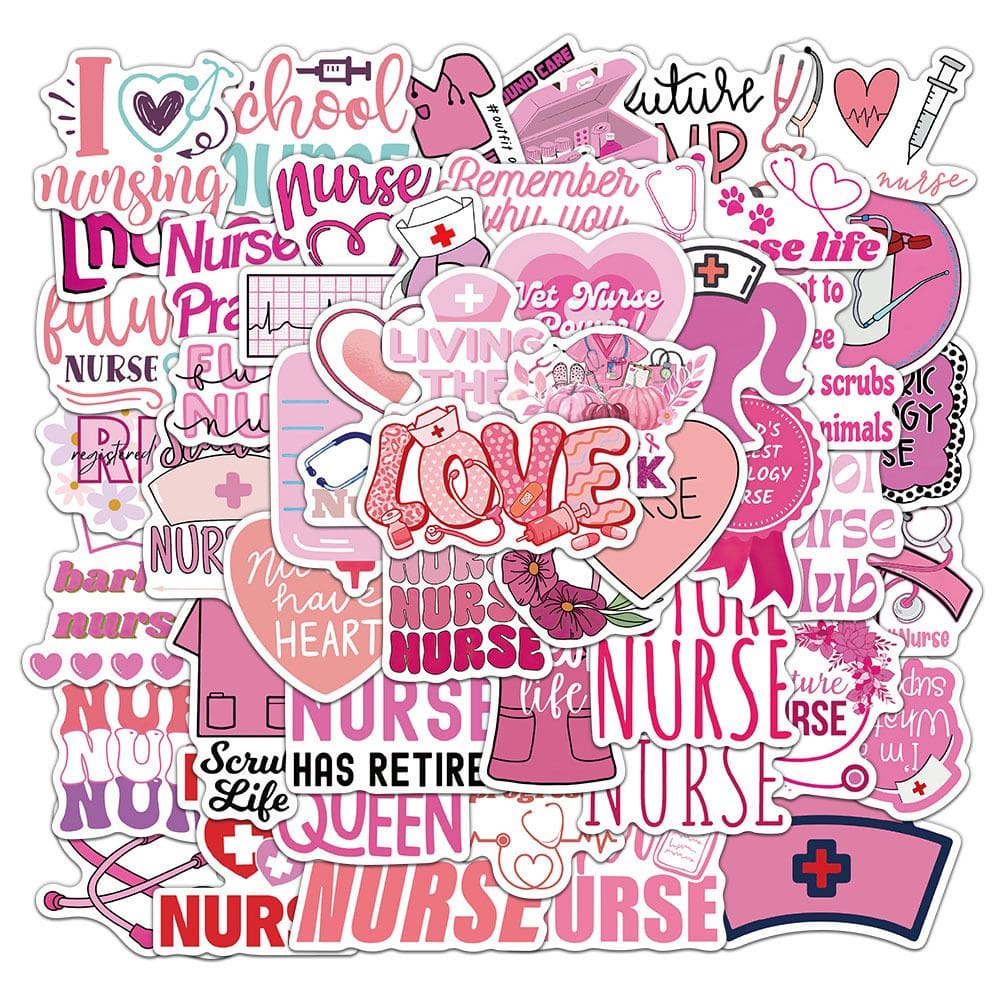 Adesivos com tema de enfermeira, 50 peças de vinil divertido e inspirador