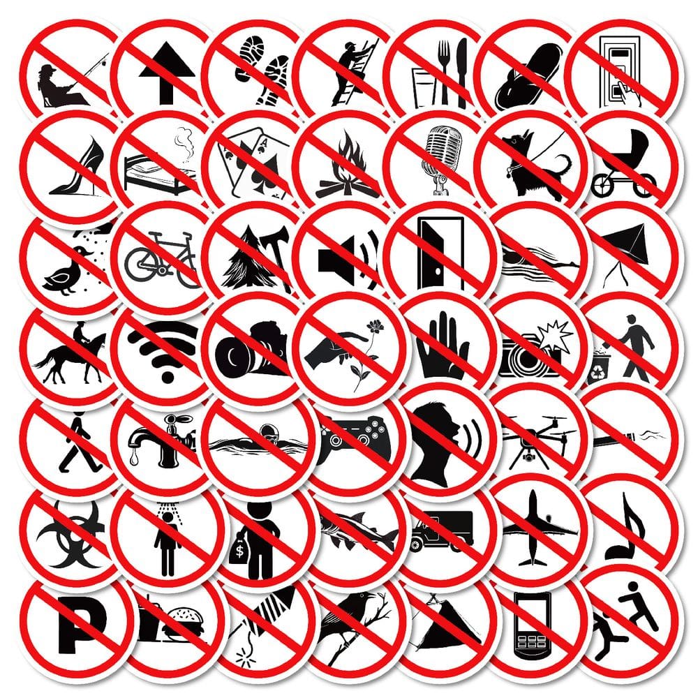 Adesivos de advertência, segurança e cuidado, 50 unidades de vinil realista