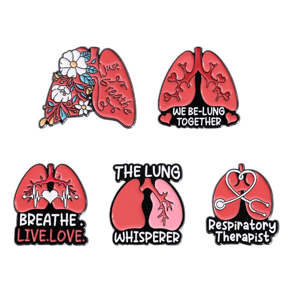 Conjunto de broches Creative Lung Anatomy Red Alloy