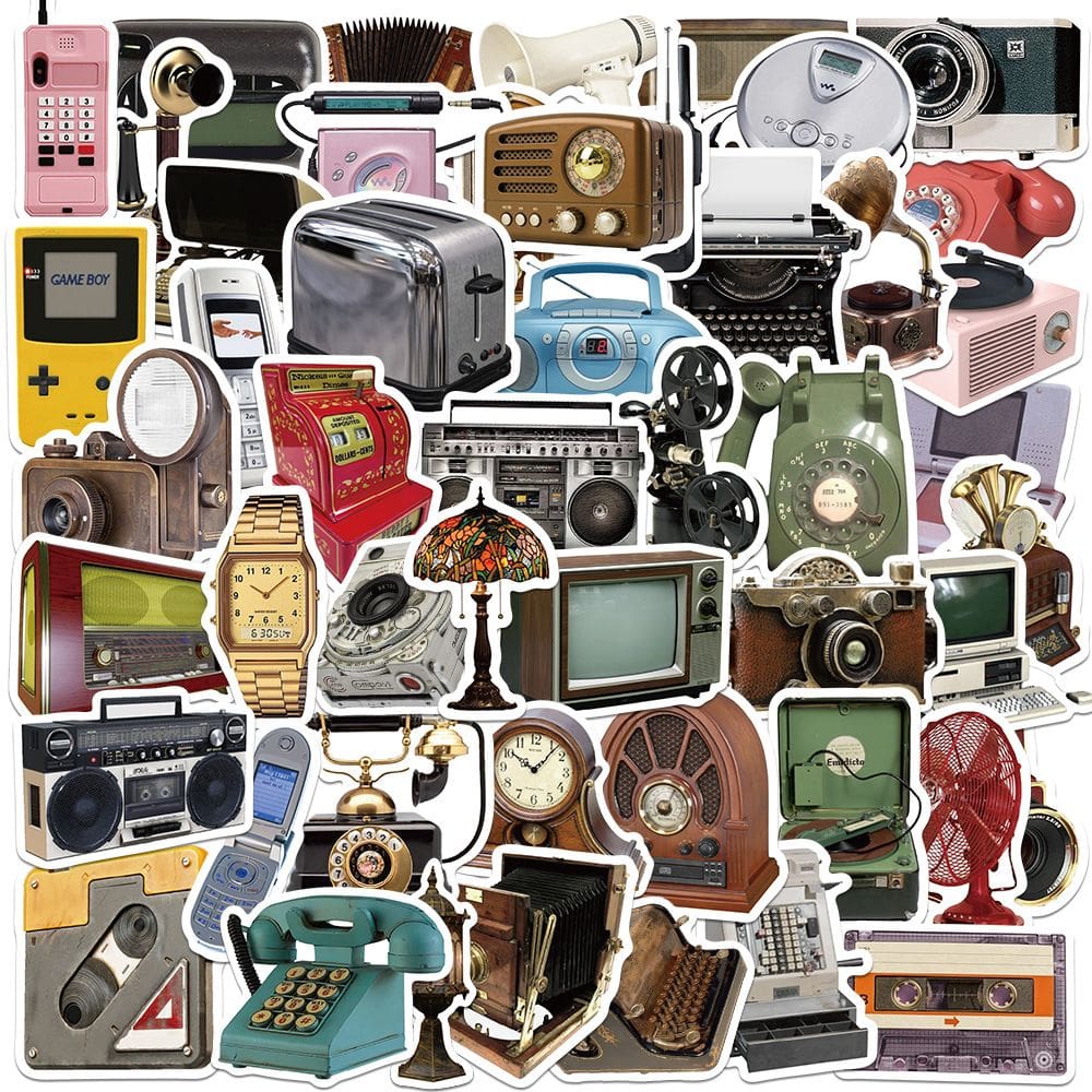 Adesivos Y2K Cartoon Flip Phone, 50 unidades, impermeáveis e duráveis