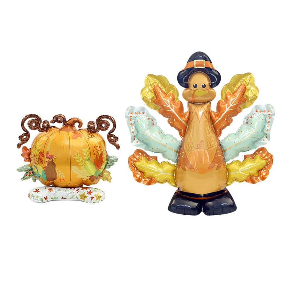 Conjunto de balões metalizados para festa de Ação de Graças 3D Standing Turkey